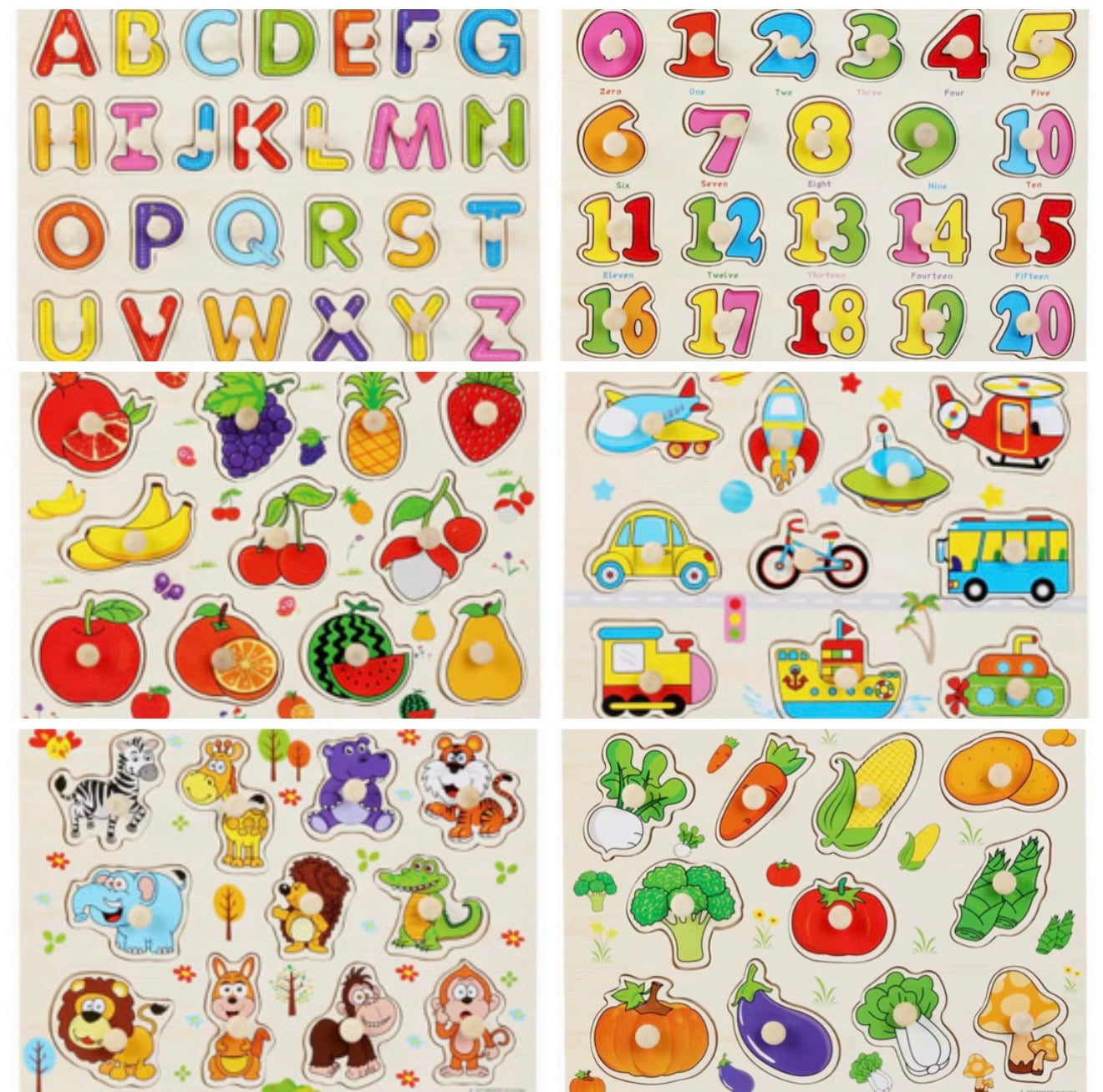 Puzzle Montessori en Bois  thèmes au choix – Apprendre en Jouant 🌈