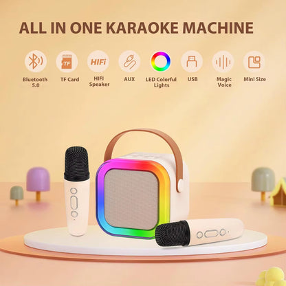 Karaoké Bluetooth Portable avec Lumières LED et 2 micro