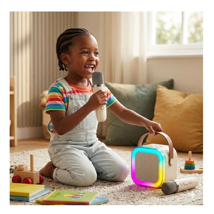 Karaoké Bluetooth Portable avec Lumières LED et 2 micro
