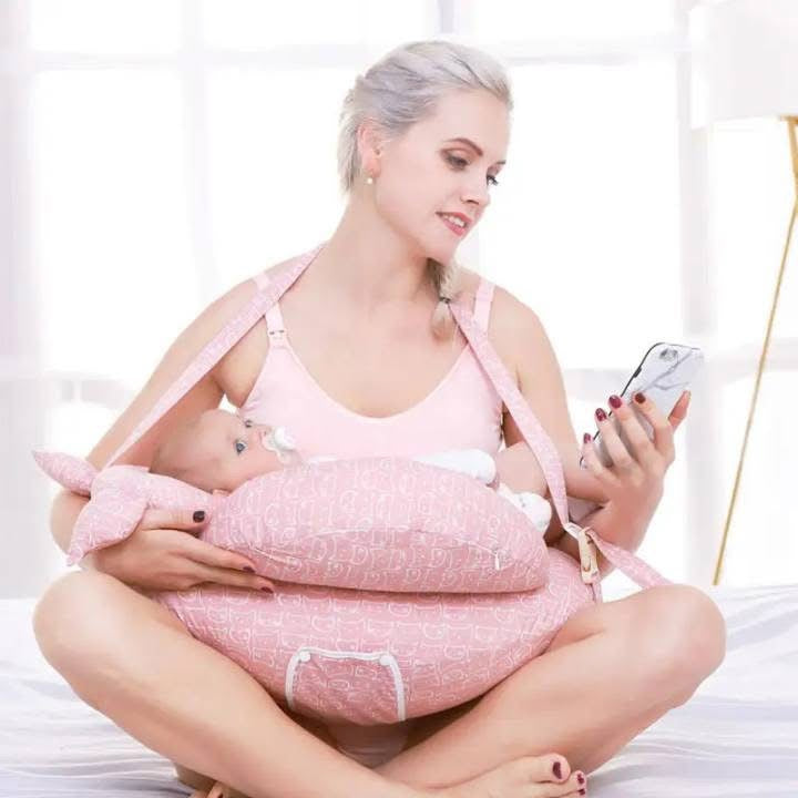 coussin d'allaitement ergonomique avec sangle de taille réglable et housse en coton amovible