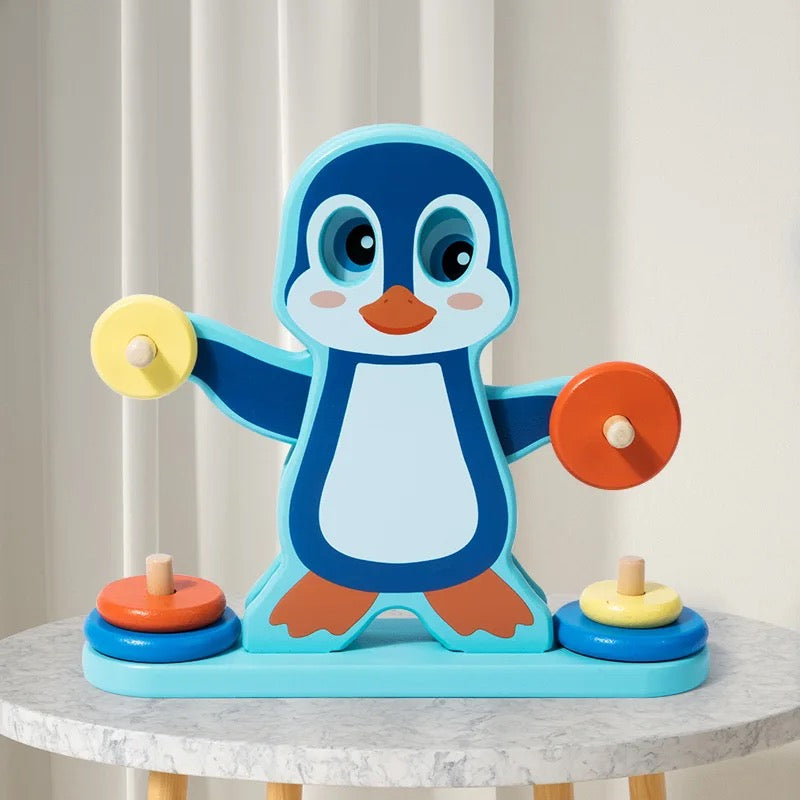 Jouet d'équilibre en bois en forme de pingouin, blocs empilables, jeu d'équilibre pour la motricité fine