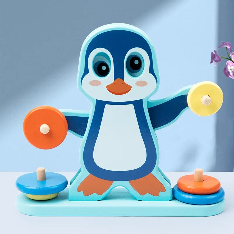 Jouet d'équilibre en bois en forme de pingouin, blocs empilables, jeu d'équilibre pour la motricité fine
