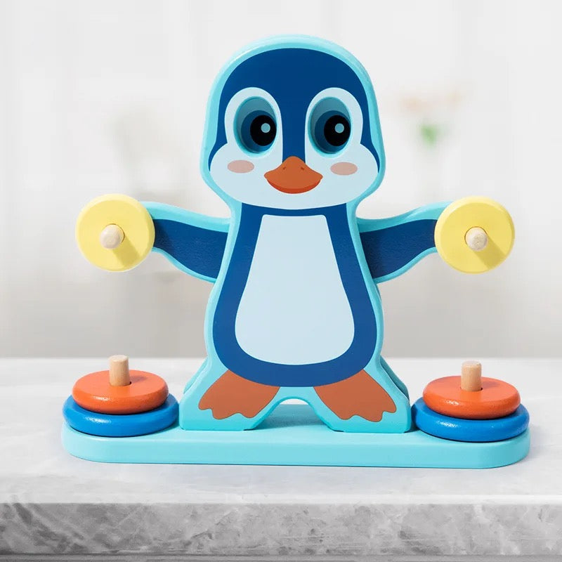 Jouet d'équilibre en bois en forme de pingouin, blocs empilables, jeu d'équilibre pour la motricité fine