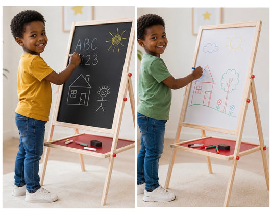 Tableau Double Face pour Enfants – Ardoise Tableau Blanc avec Accessoires