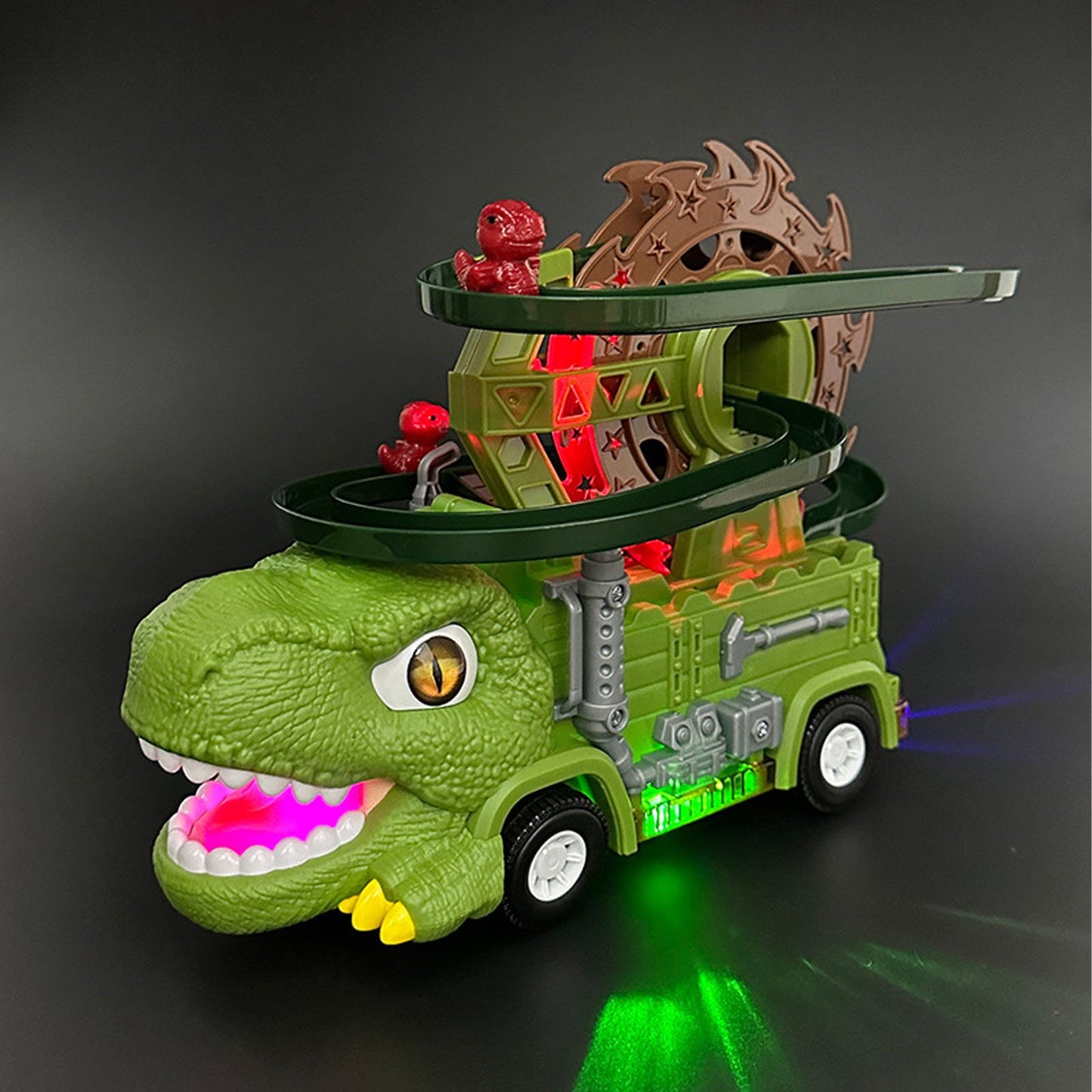 TourniDino Circuit lumineux interactif avec dinosaures en mouvement Jouet Précoce avec Son et Lumière pour Enfants