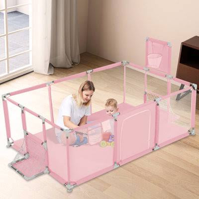 Parc de jeu rose xxl avec panier