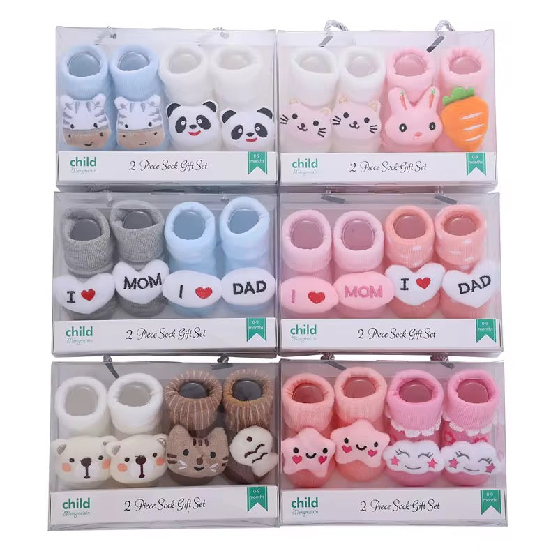 Lot de 2 Chaussettes enfant love papa love mama
