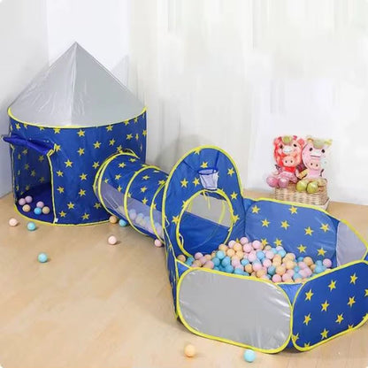 Tente de Jeu 3-en-1 pour Enfants – Château de Princesse Rose avec Tunnel de Rampement et Piscine à Balles – Cabane Pop-Up Intérieure et Extérieure pour Filles et Tout-petits