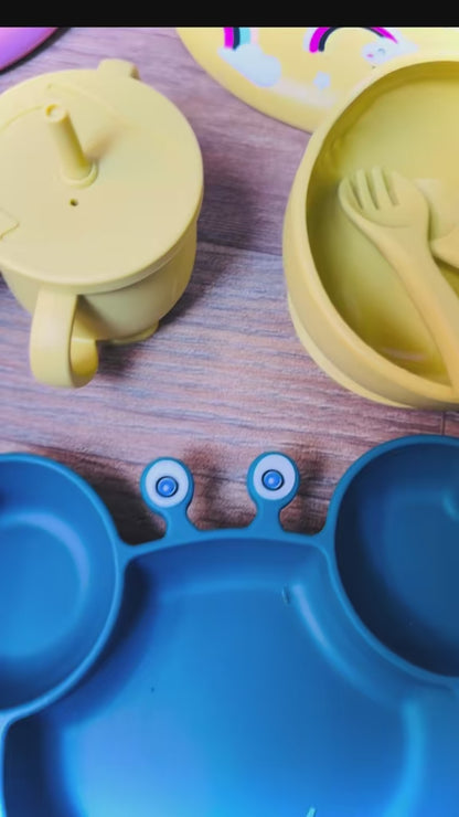 Ensemble Repas 6 pcs  Bébé en Silicone – Set Complet pour l’Apprentissage de l’Autonomie 🍽️👶